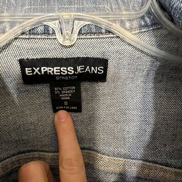 Express Jeans Stretch - Womens Blue Jean Jacket - Size Small - No Holes - Picture 3 of 4